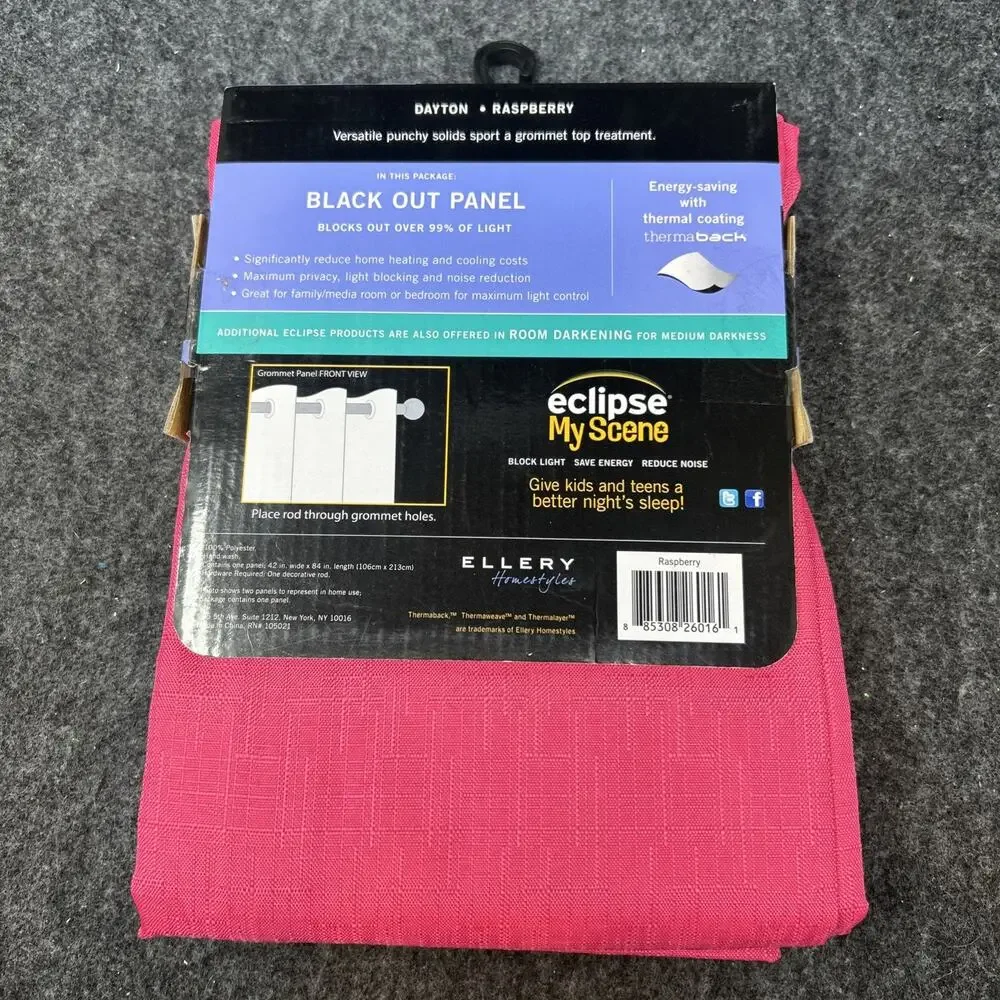 NEW Eclipse My Scene Blackout Curtain Panel Dayton Raspberry 42